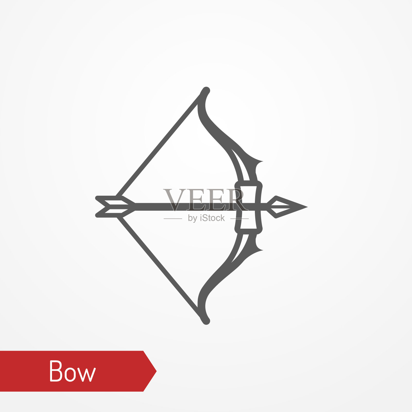 中世纪弓与箭头轮廓矢量图标设计元素图片