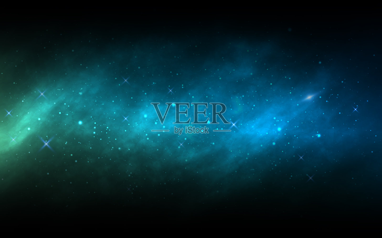 空间背景。繁星点点的银河。现实的蓝色星云。宇宙背景与星尘和闪亮的恒星。颜色明亮的星系。矢量图插画图片素材