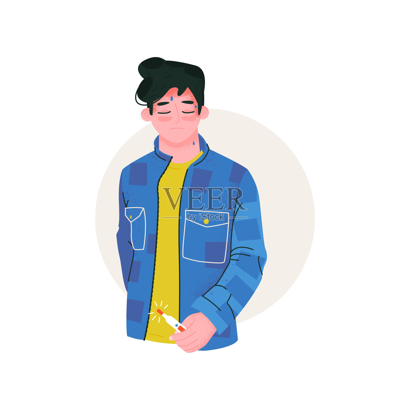 载体特征为高烧、发热。插画图片素材