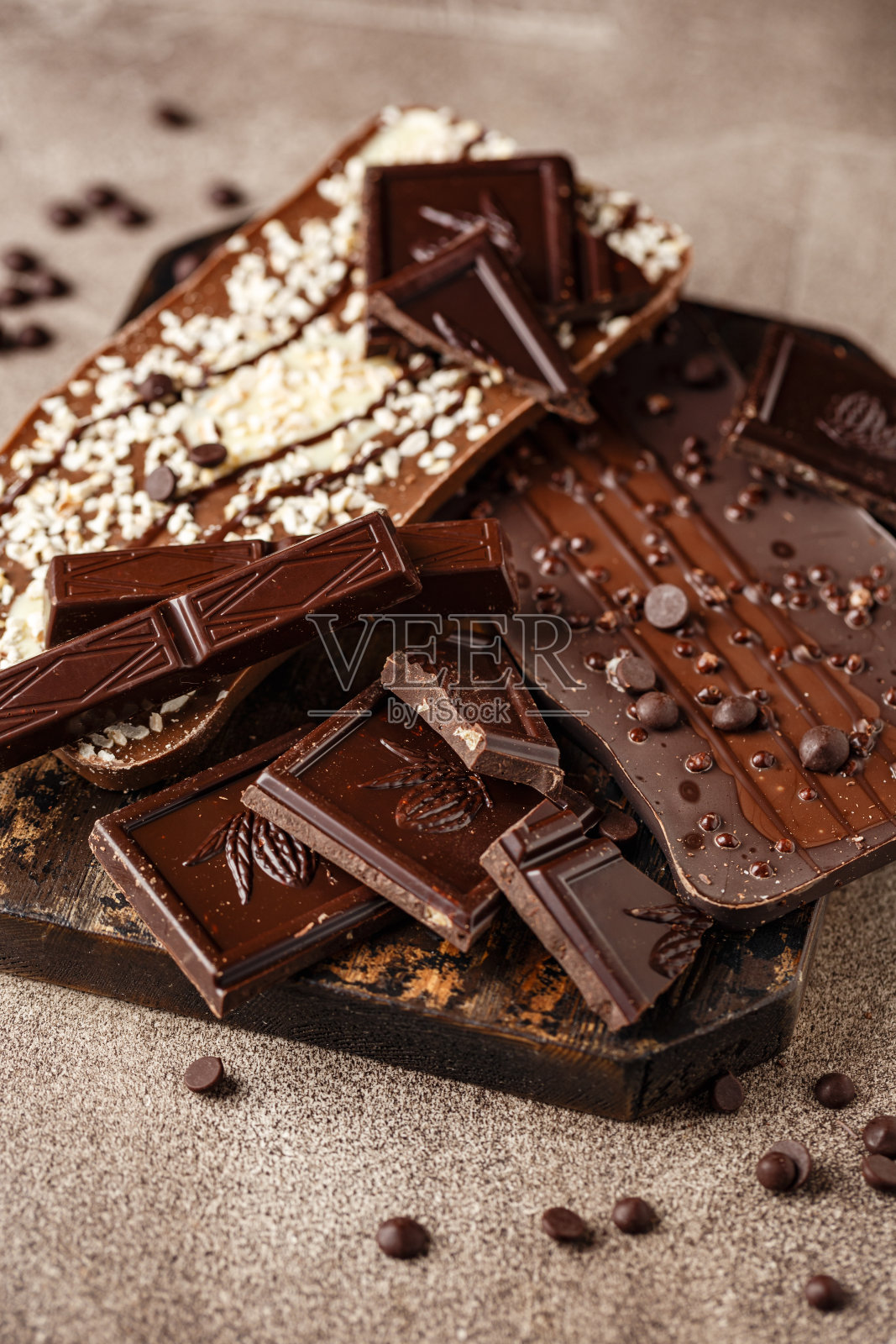 巧克力碎片的特写照片摄影图片