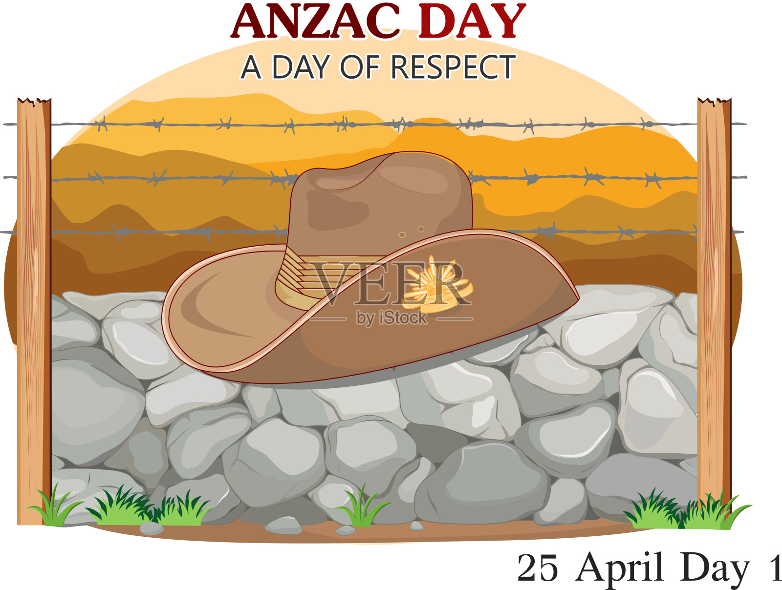 矢量插图的澳新军团日插画图片素材