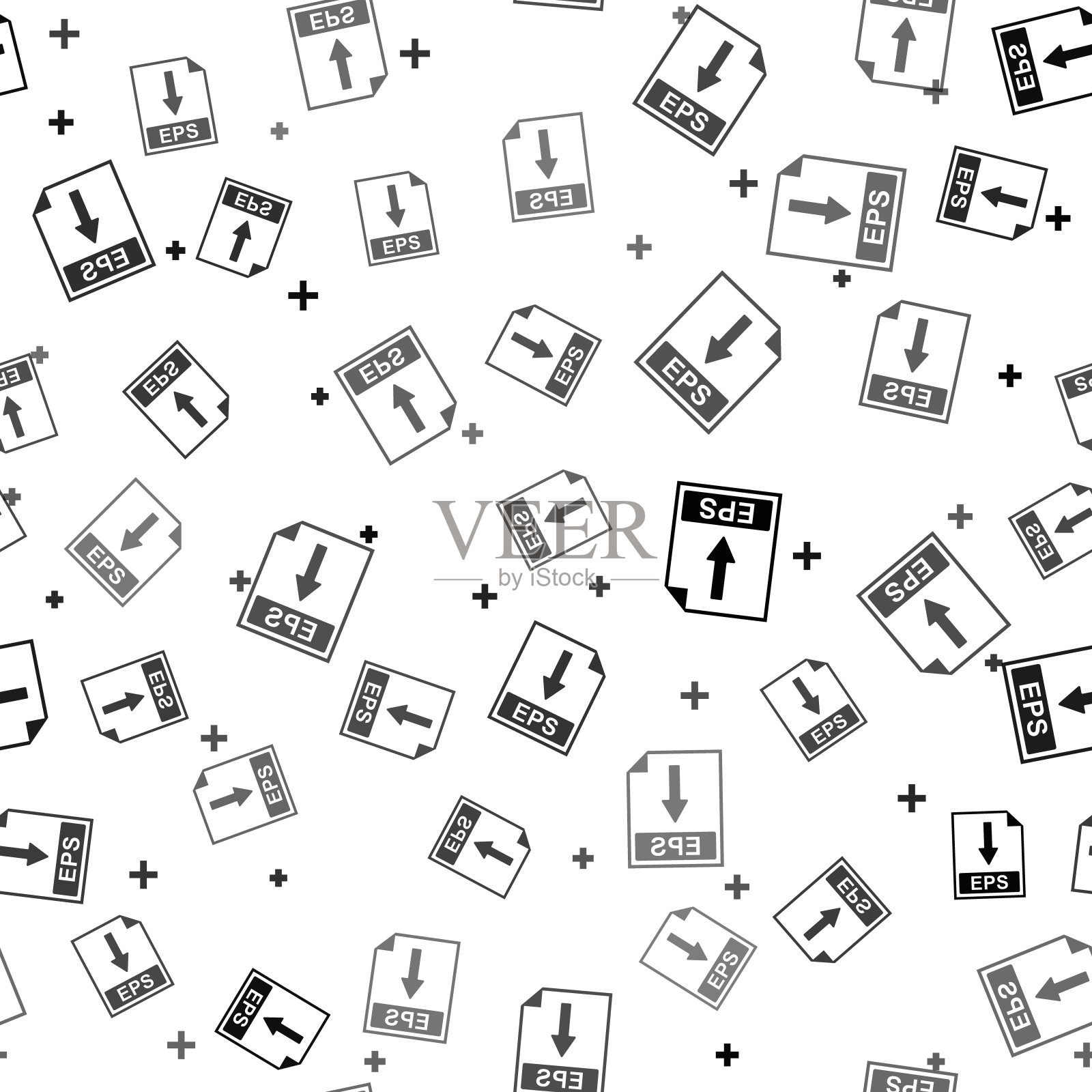 黑色EPS文件文档图标。下载EPS按钮图标隔离无缝模式上的白色背景。矢量图插画图片素材