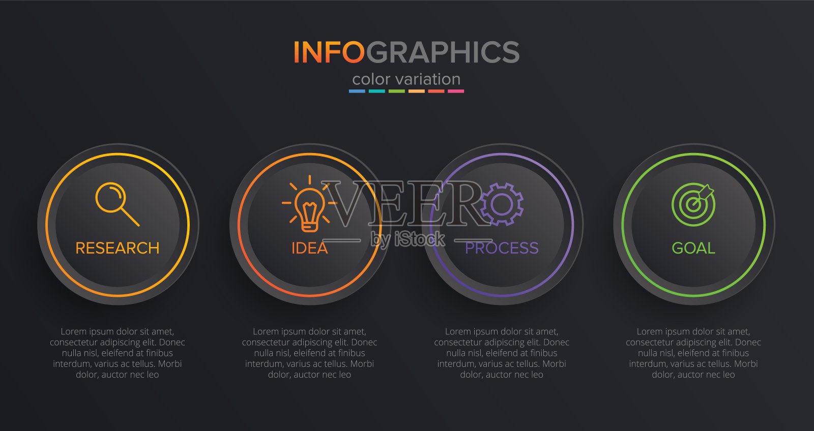 带有图标和4个选项或步骤的信息图表设计。细线的向量。信息图的业务概念。可用于信息图形，流程图，演示文稿，网站，横幅，印刷材料。插画图片素材