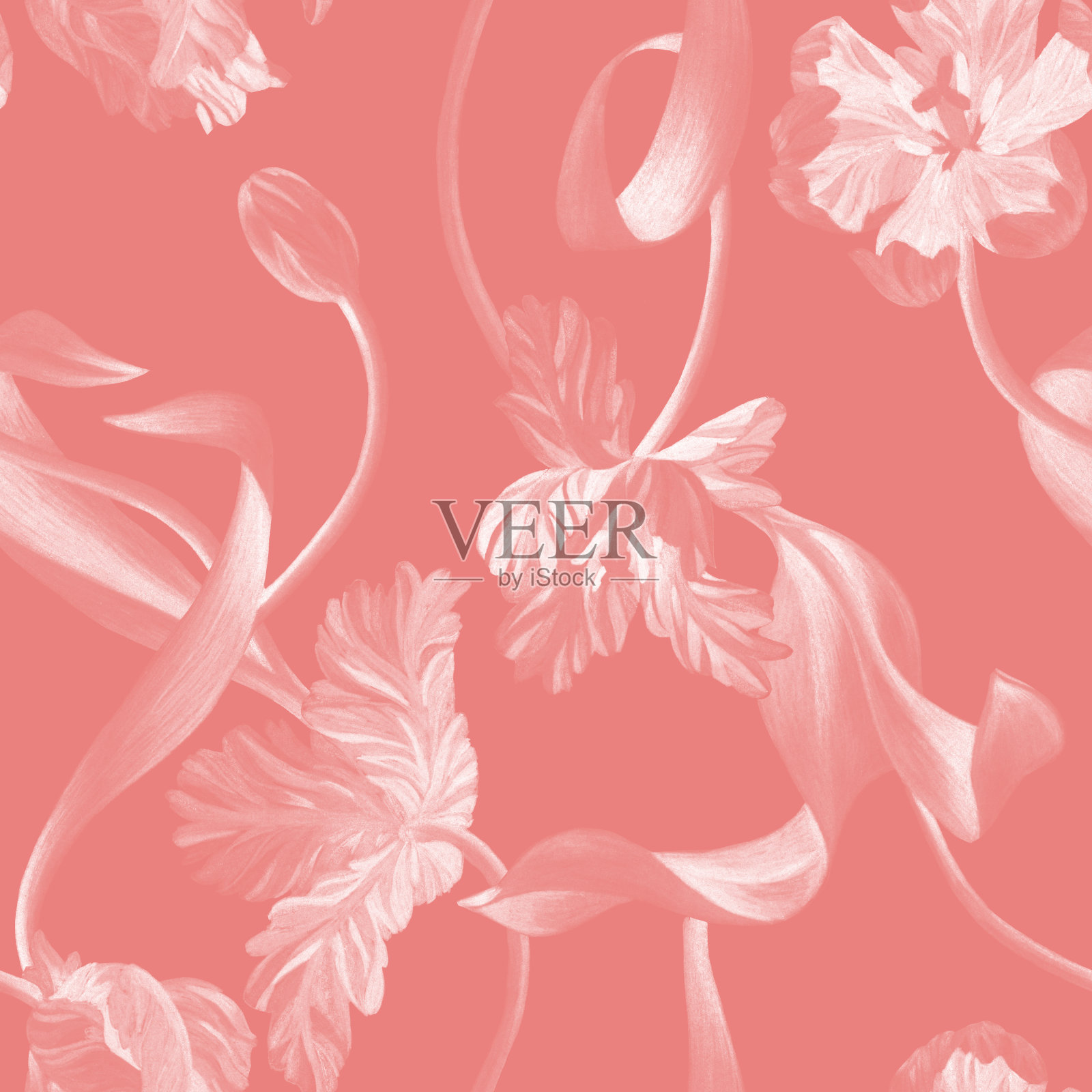 花卉无缝模式。插画图片素材