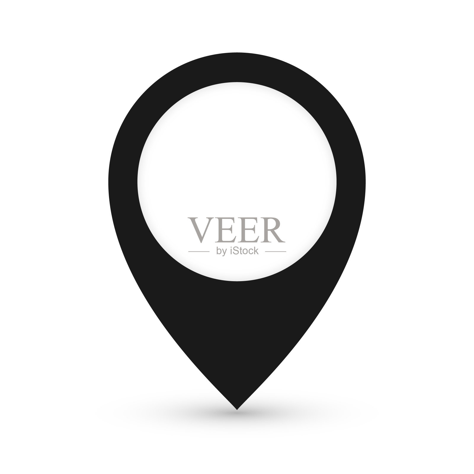 地图指针图标在平面样式与阴影。导航符号孤立在白色背景上。矢量图插画图片素材