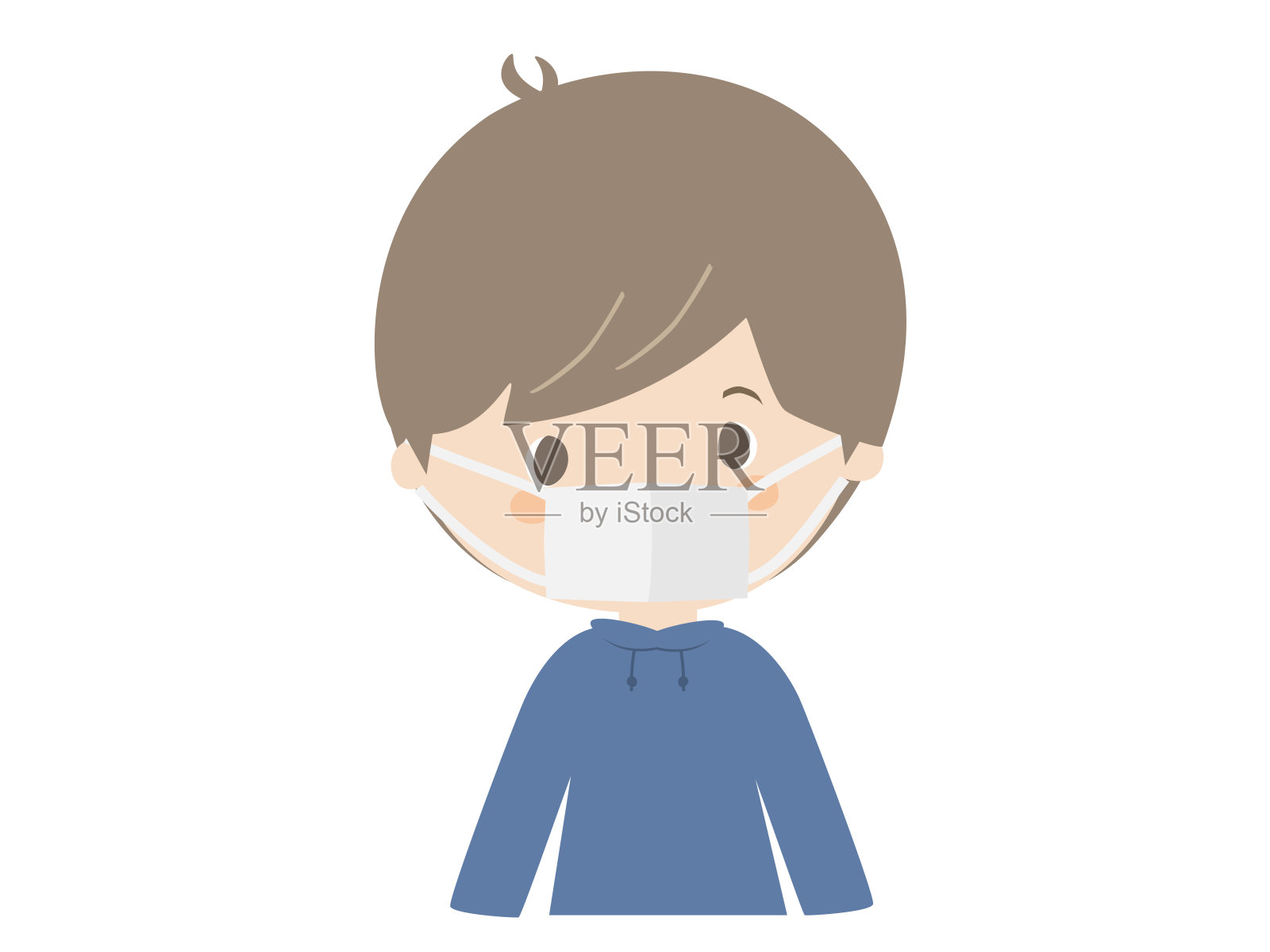 戴面具的男孩插画图片素材