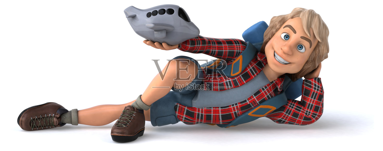 有趣的背包客卡通人物照片摄影图片