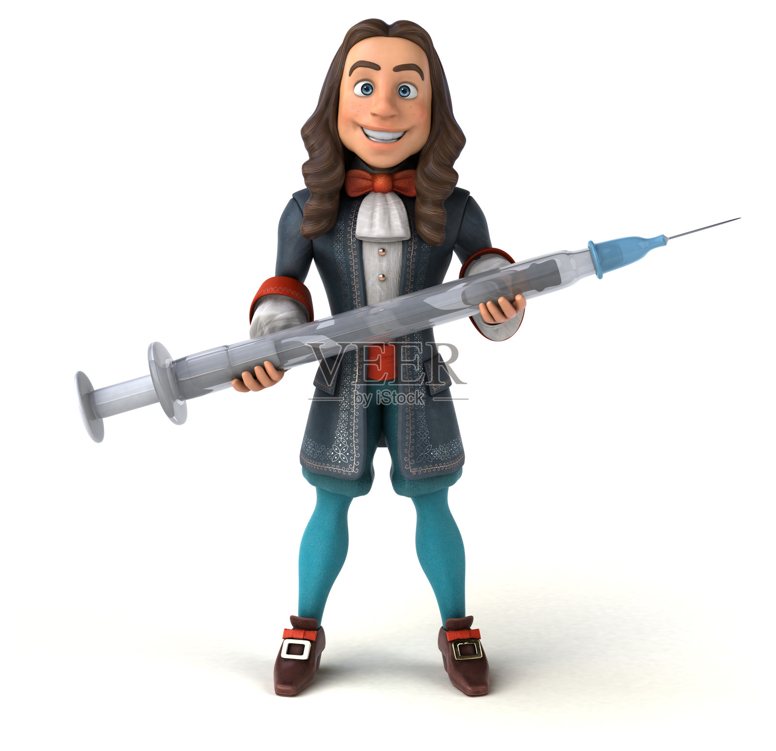 3D插图的卡通人在历史巴洛克服装照片摄影图片