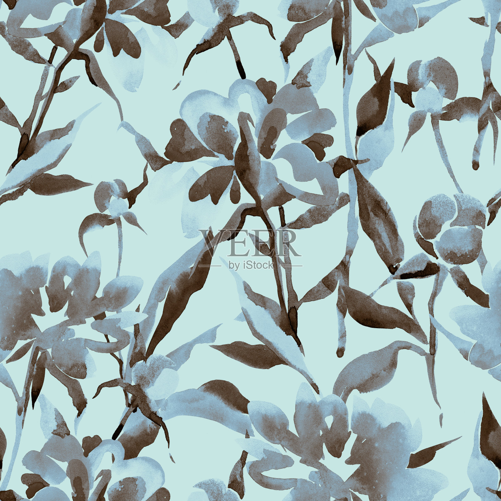 水彩花卉无缝图案插画图片素材