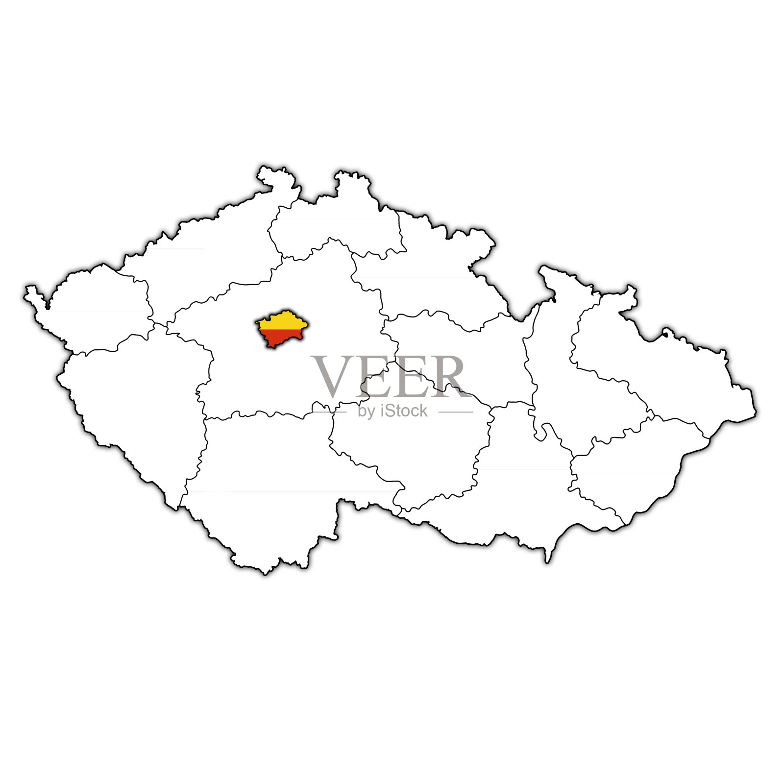 捷克行政地图上的布拉格地区标志插画图片素材