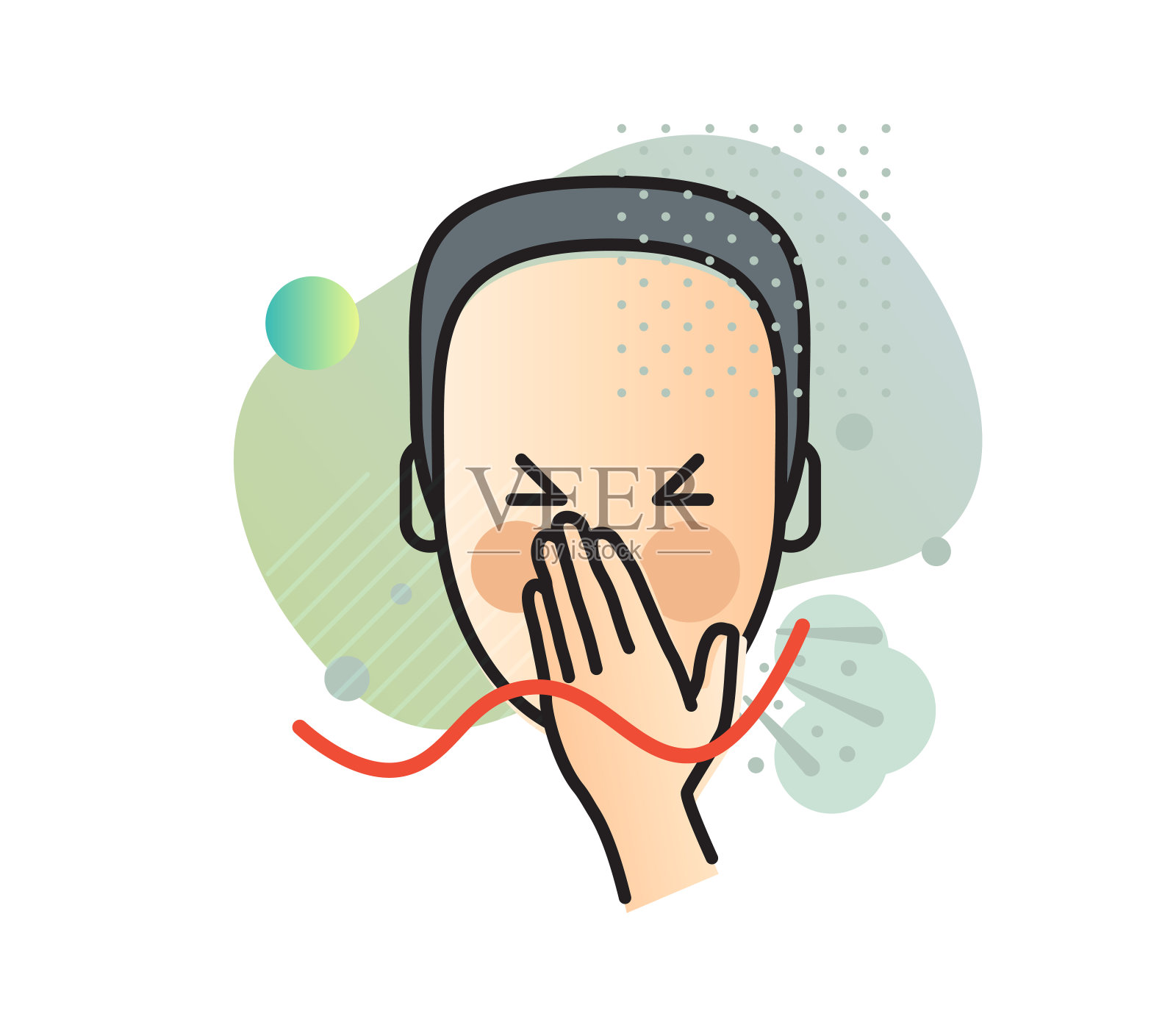 打喷嚏-普通感冒和流感-图标插画图片素材