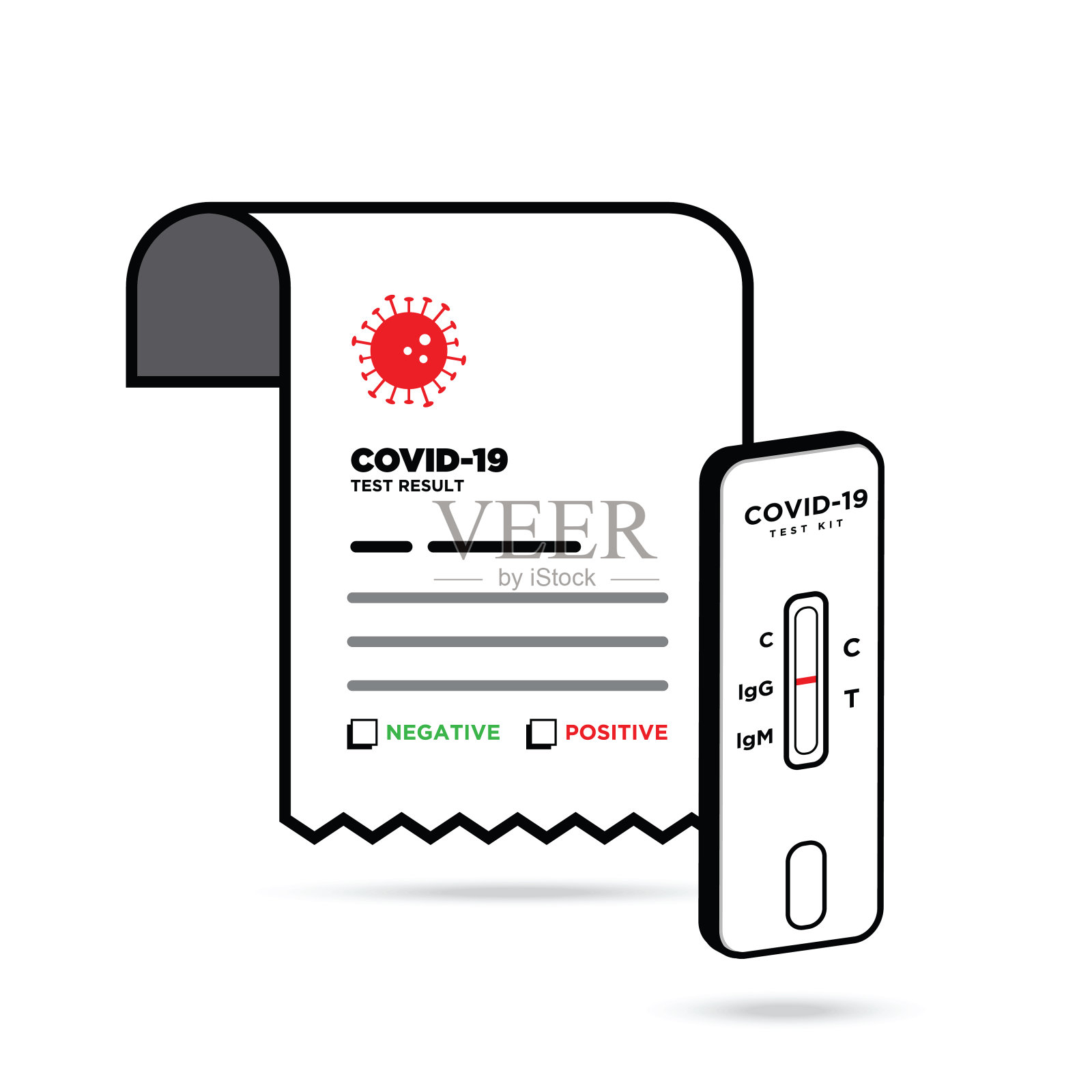 冠状病毒2019-nCoV检测试剂盒库存说明，，Covid-19病媒插画图片素材