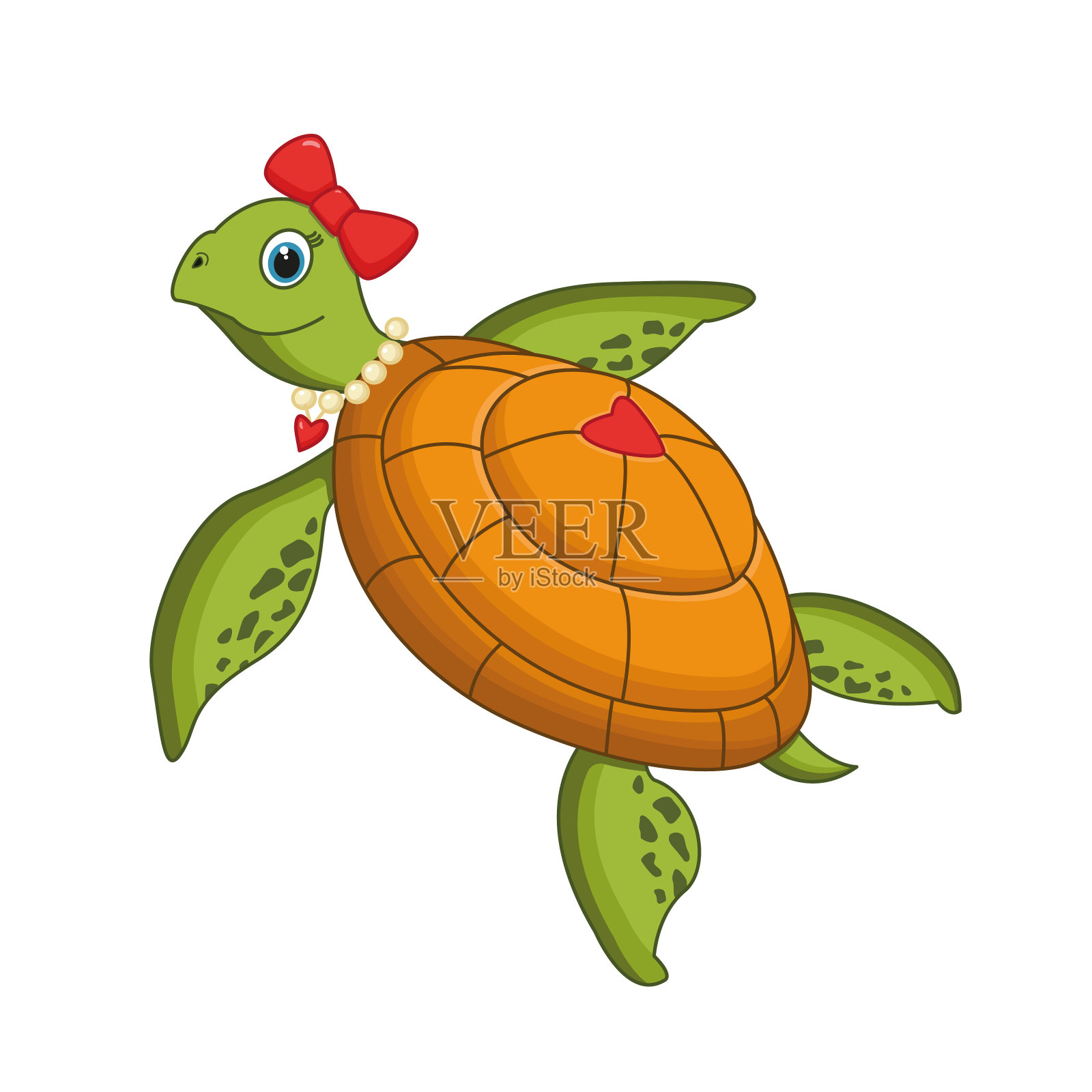 可爱的龟女孩插图儿童矢量设计元素图片