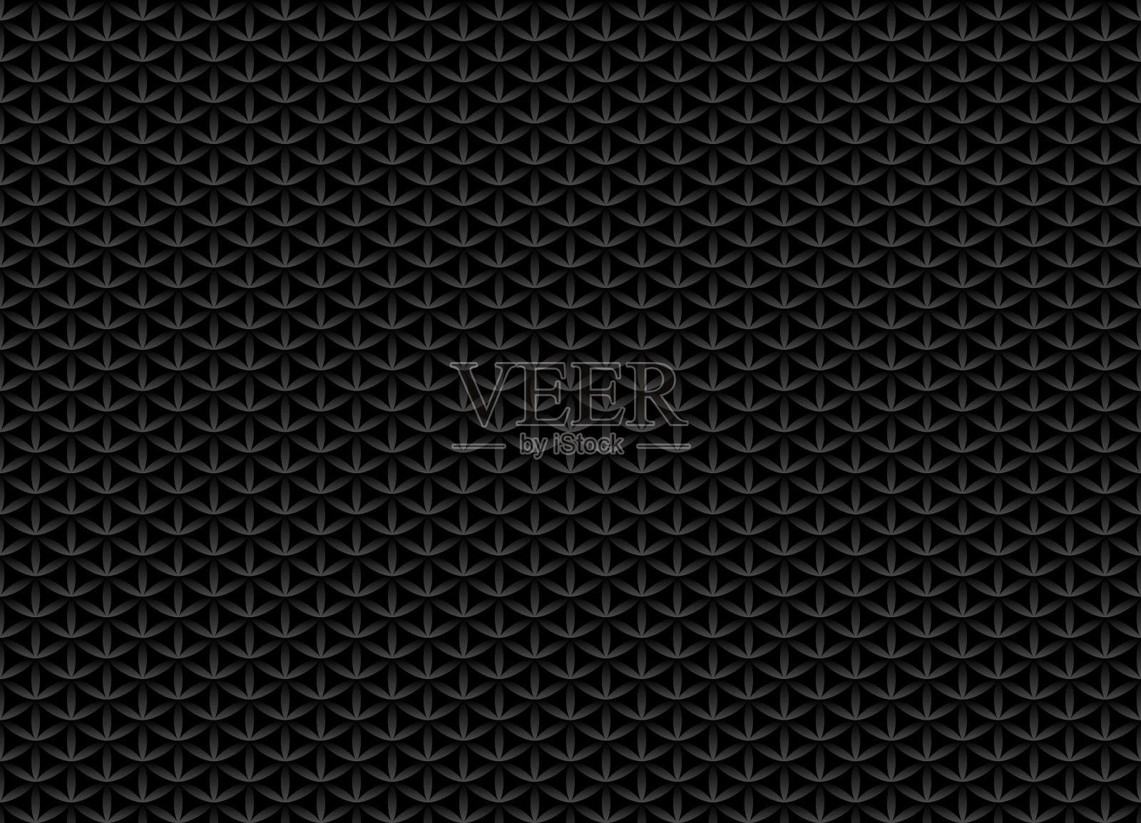 无缝卷黑色图案。生命之花设计卷背景。花重复深色几何纹理或网页填充。看起来像鳞片或链甲插画图片素材