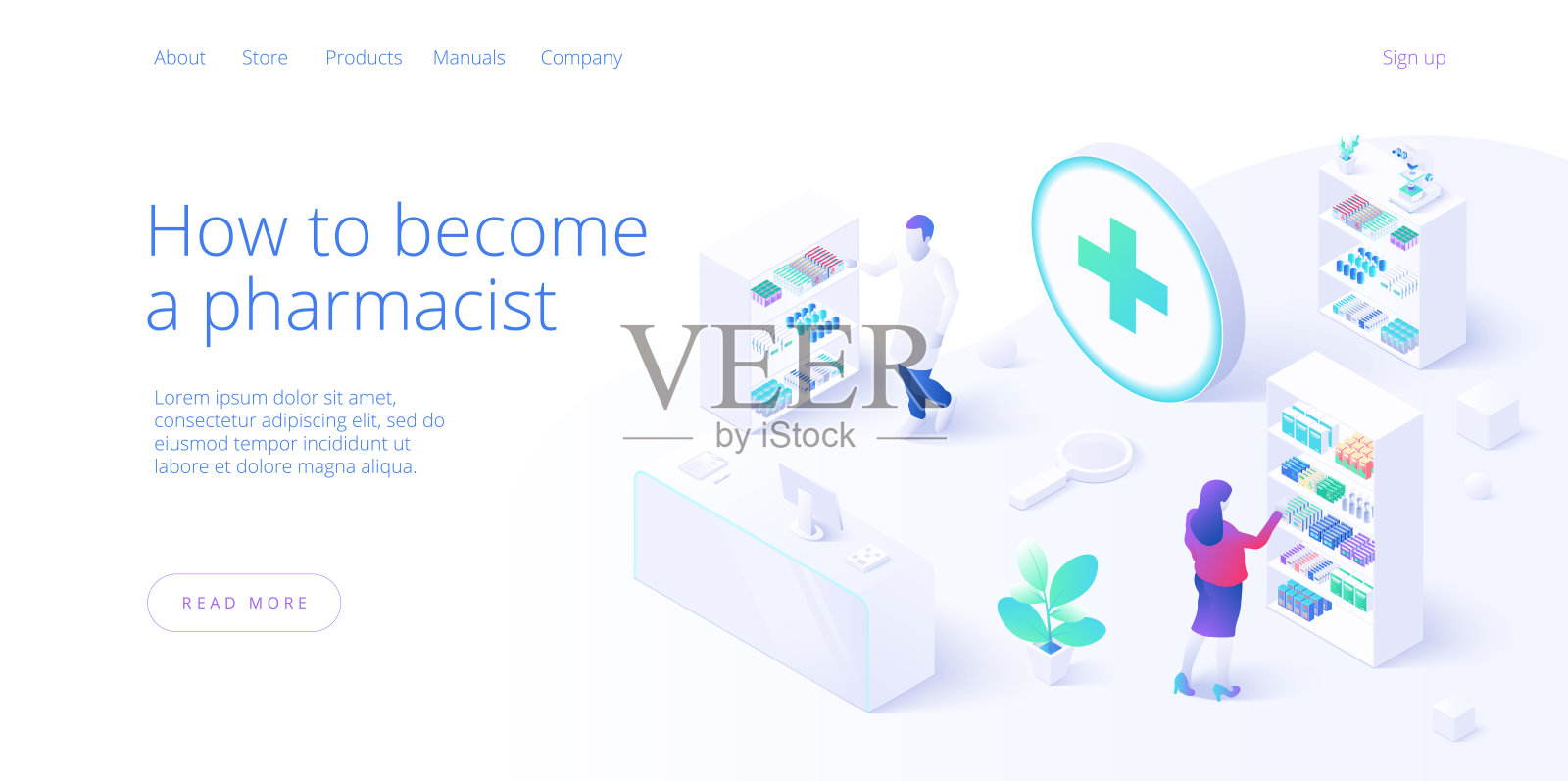 在线药房或药店概念在等距矢量插图插画图片素材