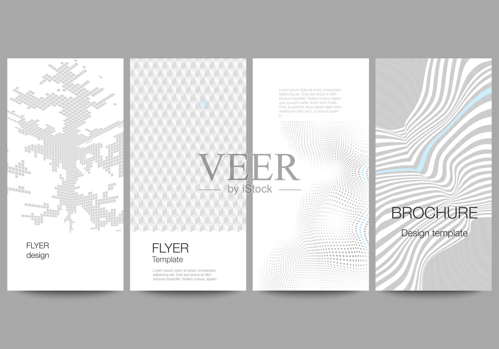 极简矢量插图的可编辑布局的传单，横幅设计模板。用线和立方体抽象大数据可视化概念背景。插画图片素材