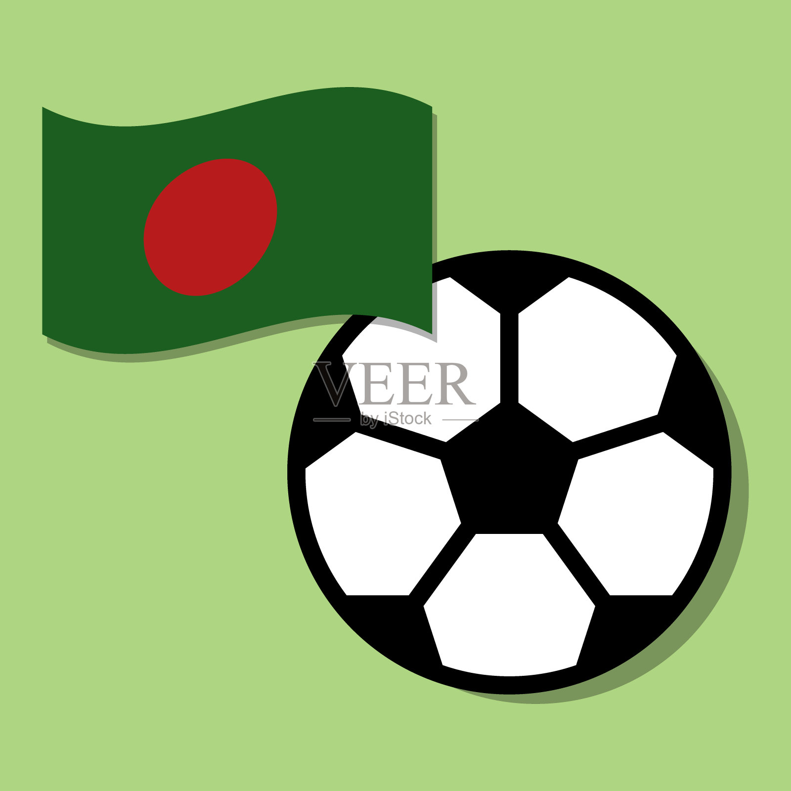带有孟加拉国国旗的足球插画图片素材