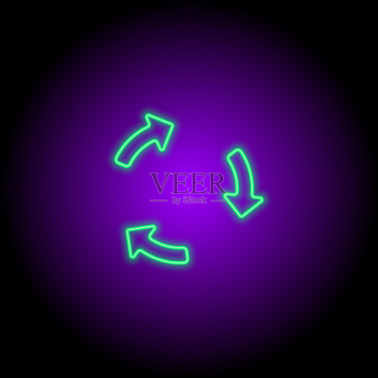 霓虹灯矢量平面设置图标彩色不同的箭头孤立插画图片素材