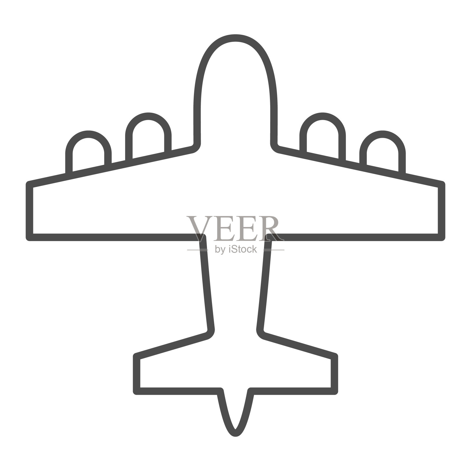 轰炸机飞机的细线图标。军用飞机、空中侦察军用飞机符号、轮廓样式象形文字在白色背景上。移动概念或网页设计的战争标志。矢量图形。设计元素图片
