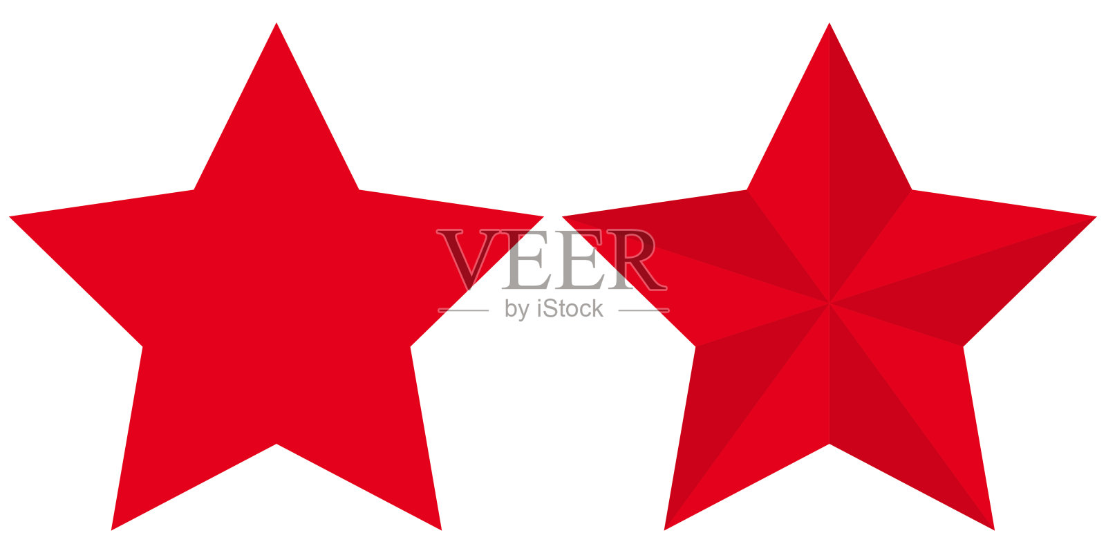 一套扁平的红色星星图标孤立在白色背景上。设计元素图片