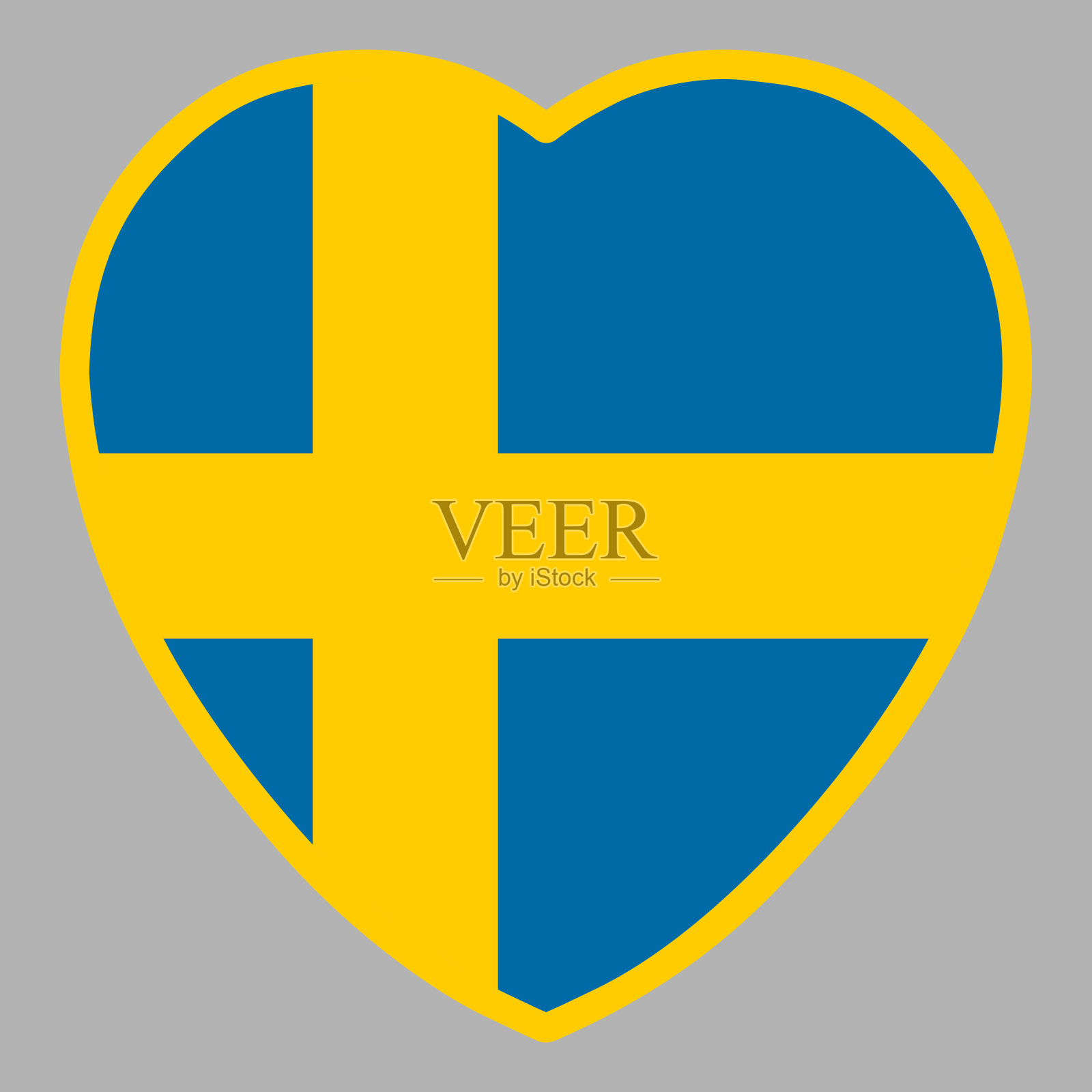 瑞典国旗在心脏形状矢量插图eps 10插画图片素材