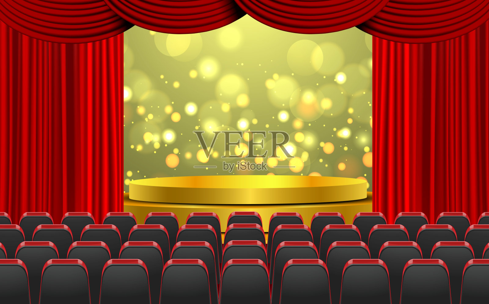 池日落插画图片素材