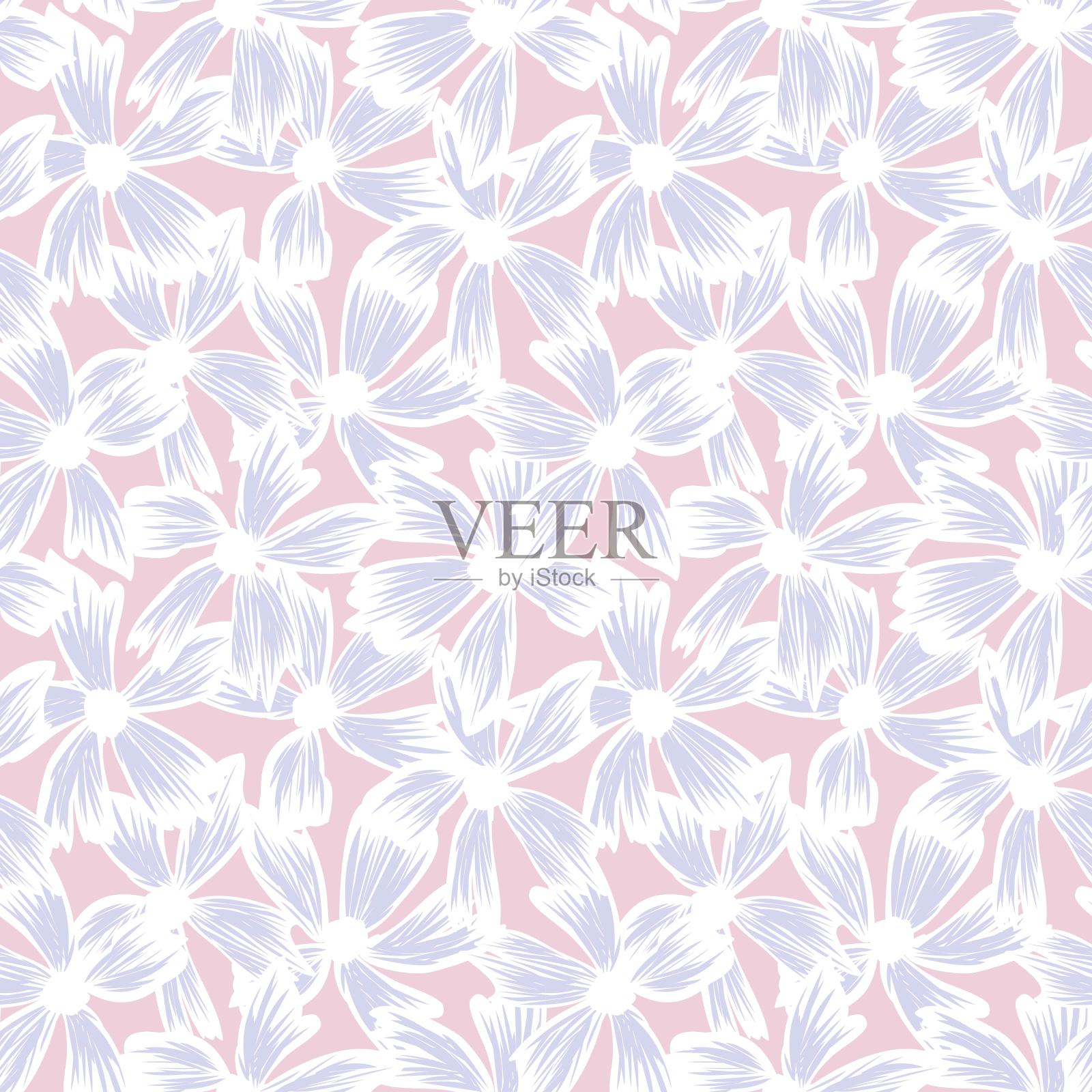 色彩缤纷的热带花卉无缝图案插画图片素材