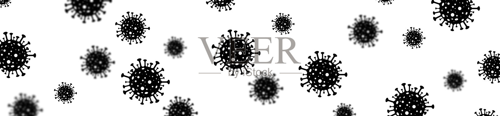 白色背景下空气中的细菌细胞。冠状病毒细菌，在白色背景上分离。细菌细胞的背景。矢量图插画图片素材