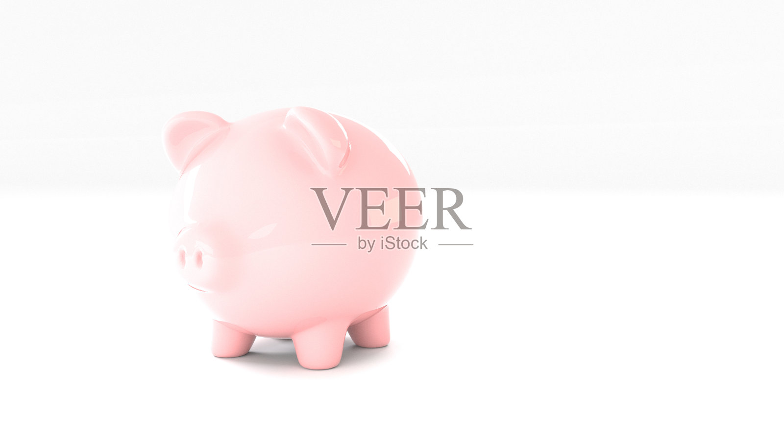 白色背景上的粉色储蓄罐，3D渲染照片摄影图片