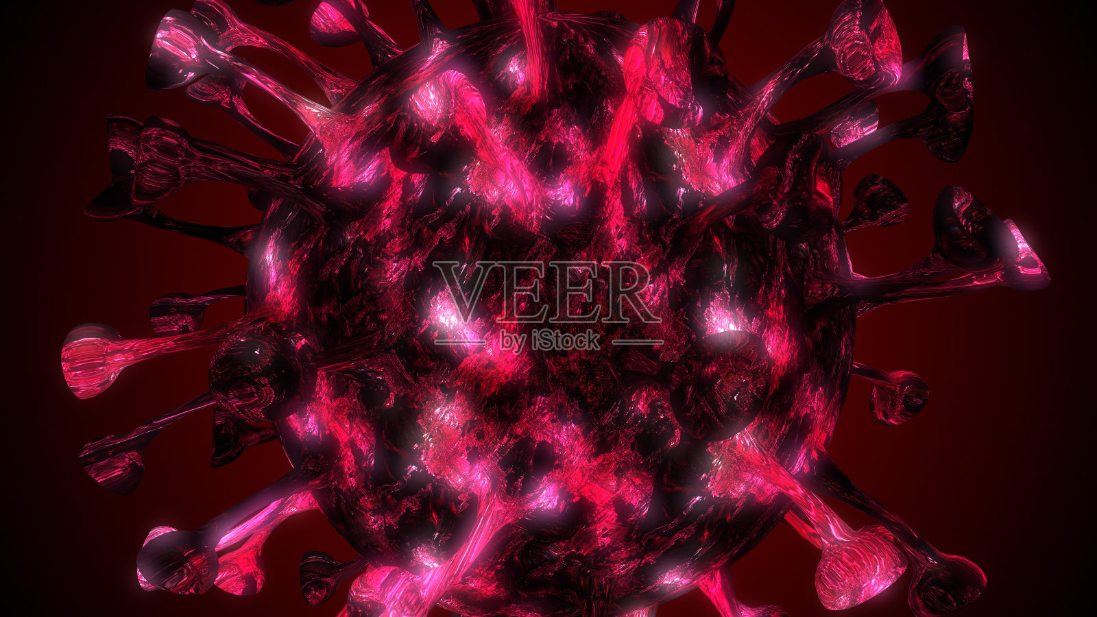 大流行性冠状病毒医学健康风险、免疫学、病毒学、流行病学概念。显微镜病毒背景照片摄影图片