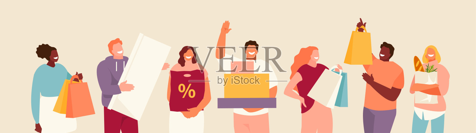 有购买行为的人插画图片素材