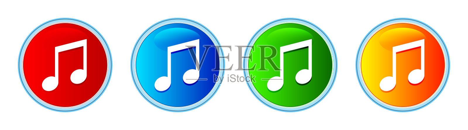 音乐笔记图标玻璃圆形按钮设置插图图标素材