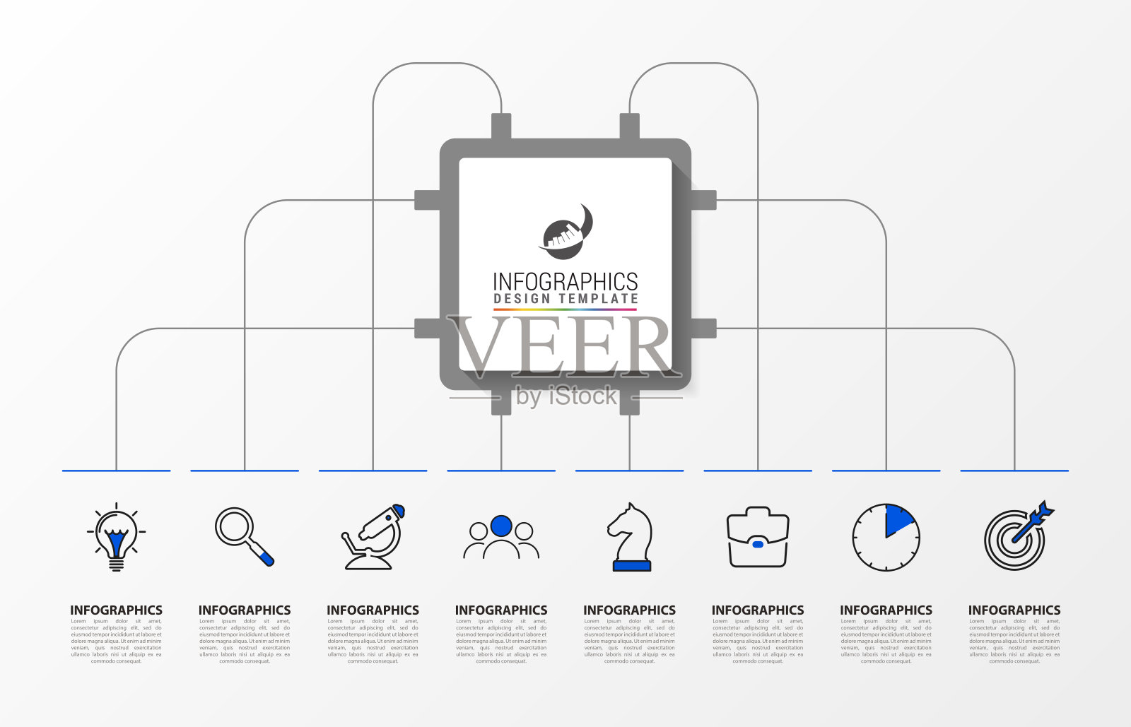 信息图表设计模板。创意概念有8个步骤插画图片素材