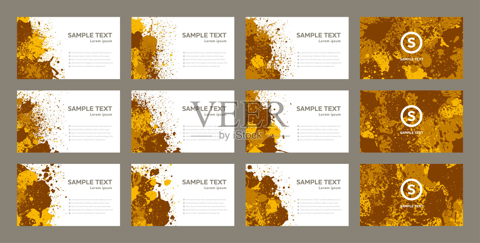 喷墨横幅套。名片背景。向量。插画图片素材