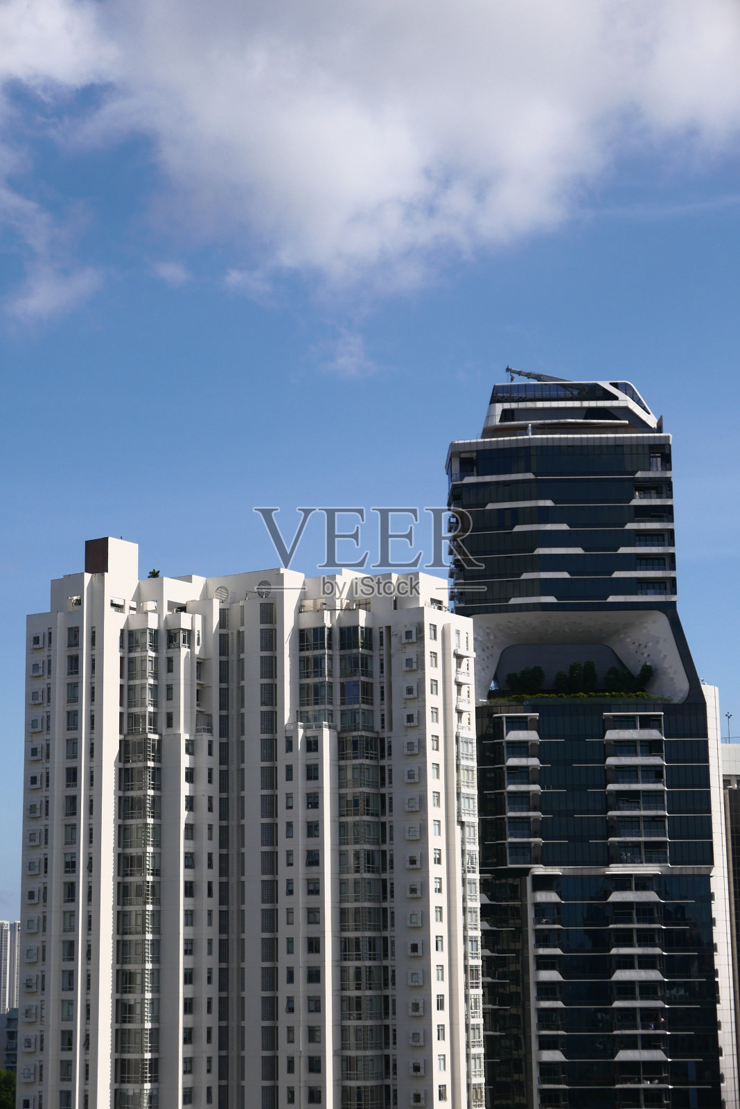 清晨新加坡金融大厦高视角照片摄影图片