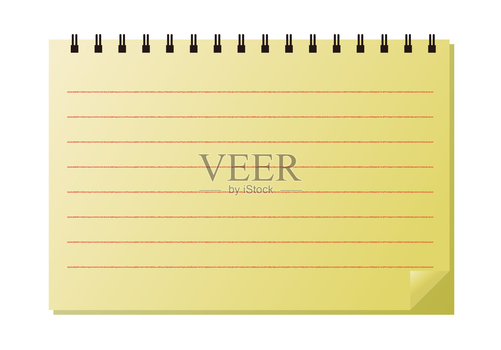 矢量插图的笔记本在白色的背景。纸的颜色是黄色的。插画图片素材