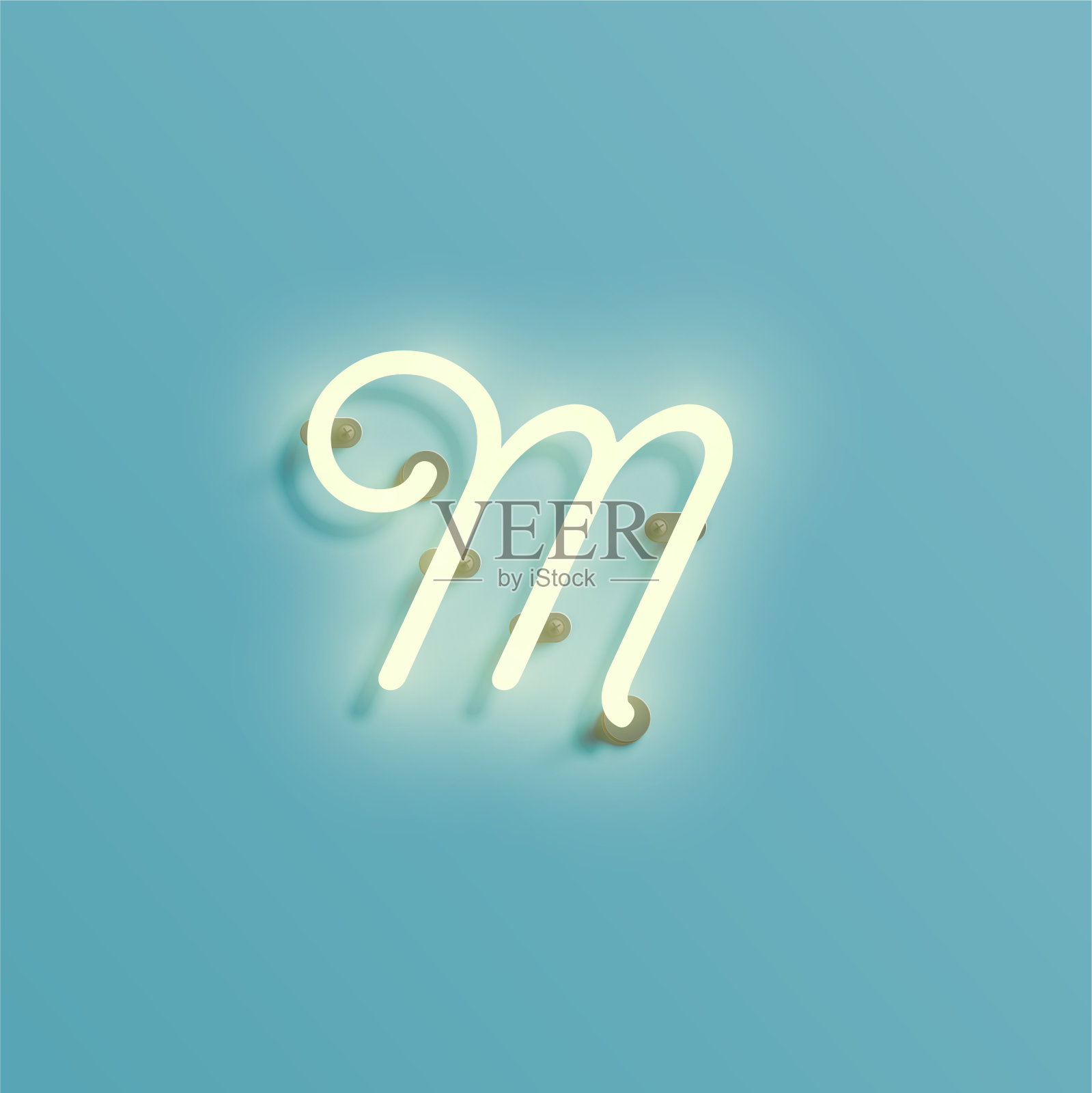 现实霓虹灯字符从字体，矢量插图插画图片素材