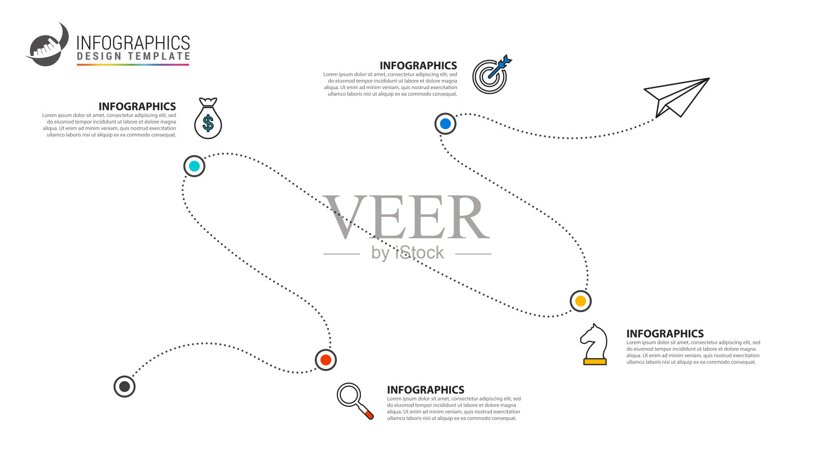 信息图表设计模板。创意概念有4个步骤插画图片素材