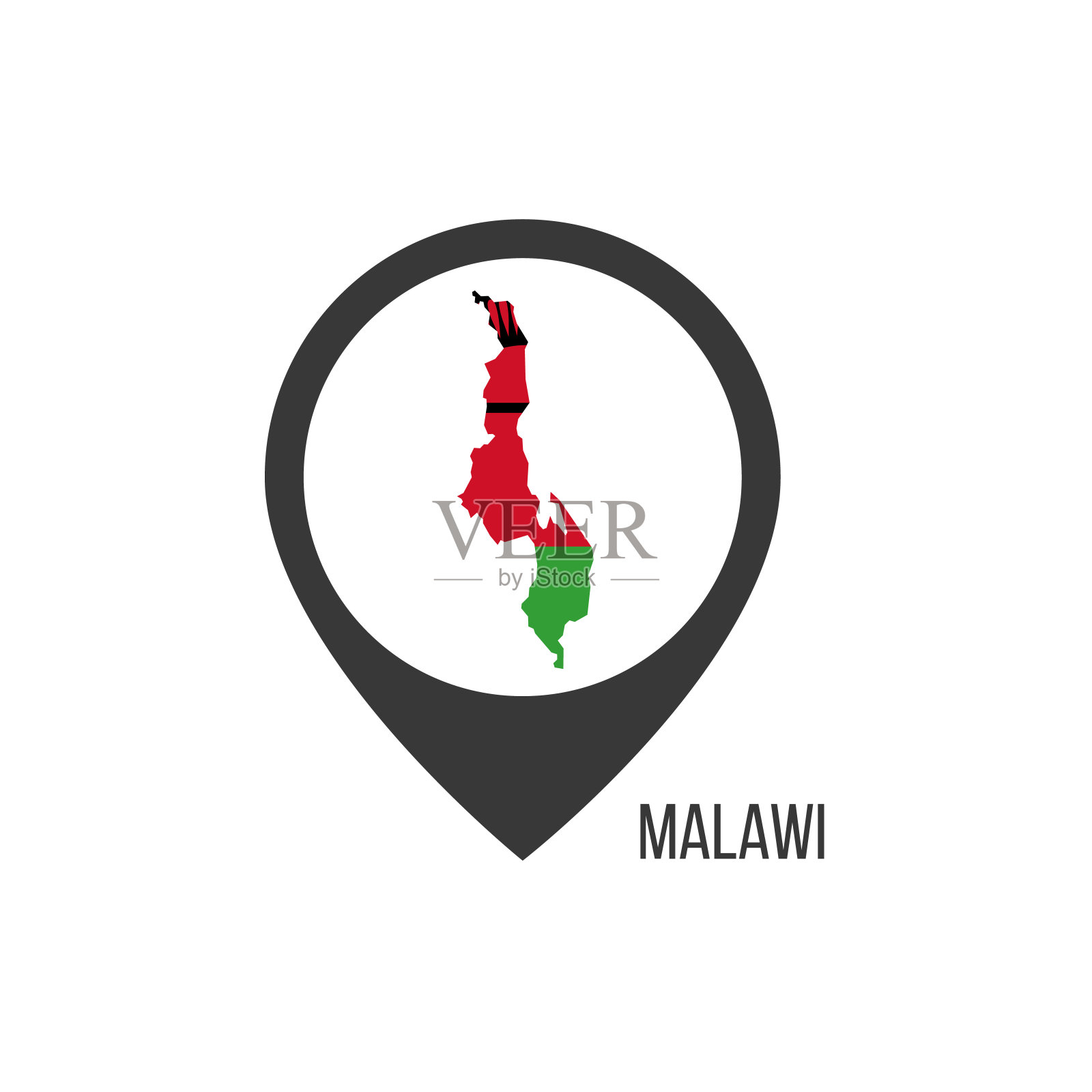 地图指针与国家马拉维。马拉维国旗。股票矢量插图孤立在白色背景。插画图片素材