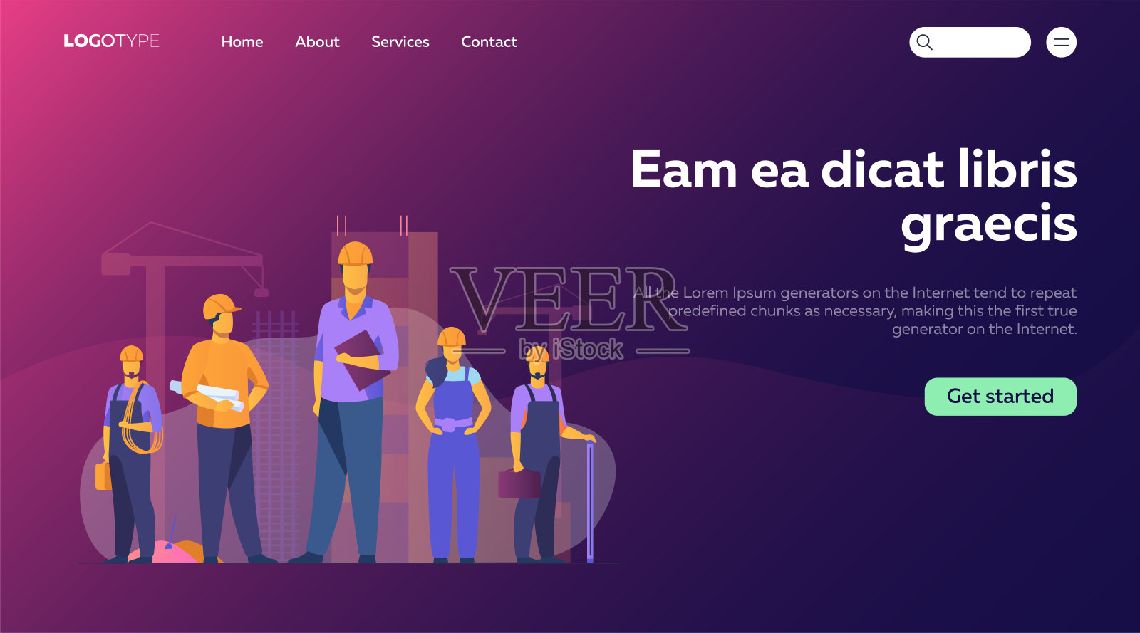 施工队正在现场施工插画图片素材