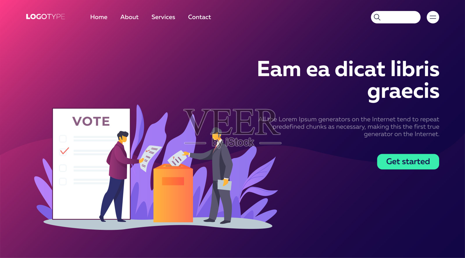 选民将表格插入投票箱插画图片素材