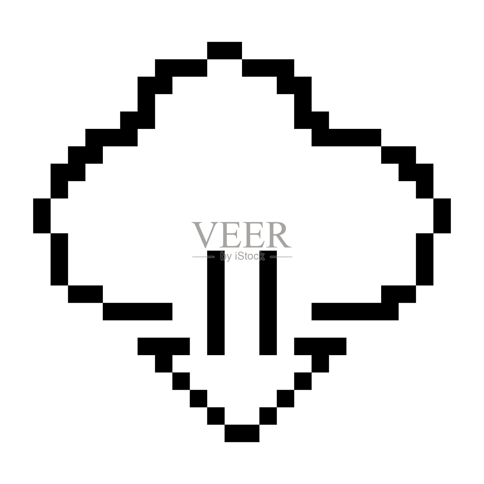 矢量像素艺术平面图标的下载云符号孤立插画图片素材