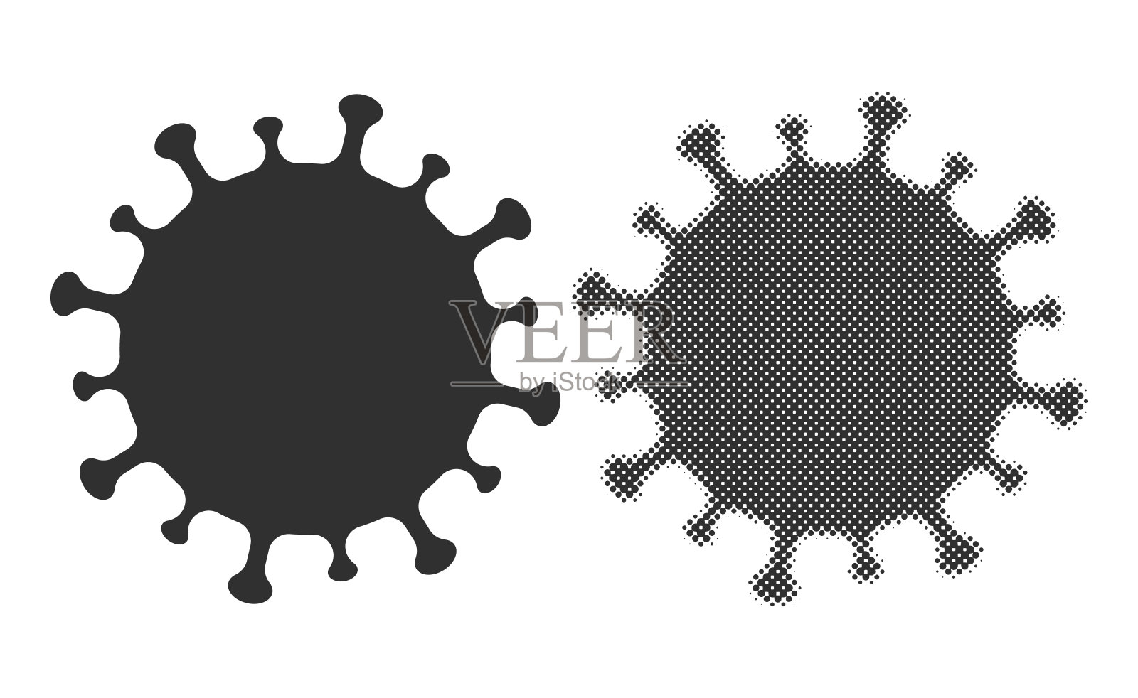 MERS冠状病毒生物危害安全禁止图标形状。生物危害风险标志标志。污染流行病毒危险标志。矢量插图形象。停止COVID19插画图片素材