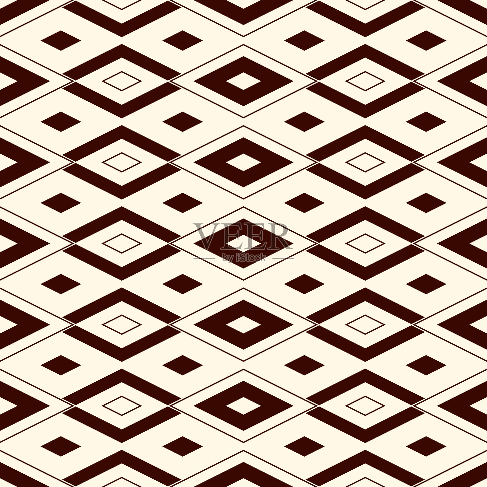 轮廓无缝模式与几何图形。重复的钻石装饰背景。菱形和线条图案。插画图片素材