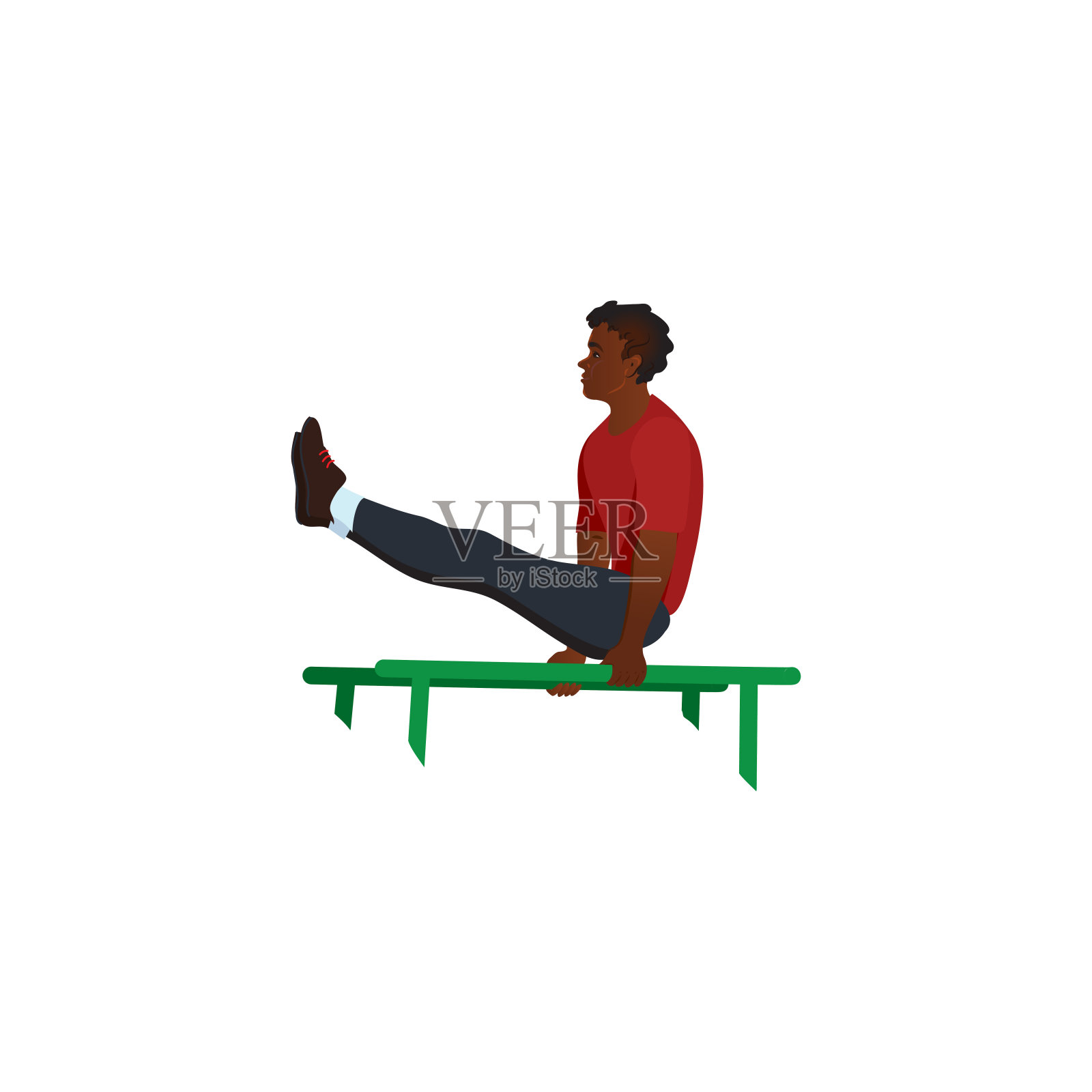 在锻炼过程中，男子保持双手平衡矢量插图插画图片素材