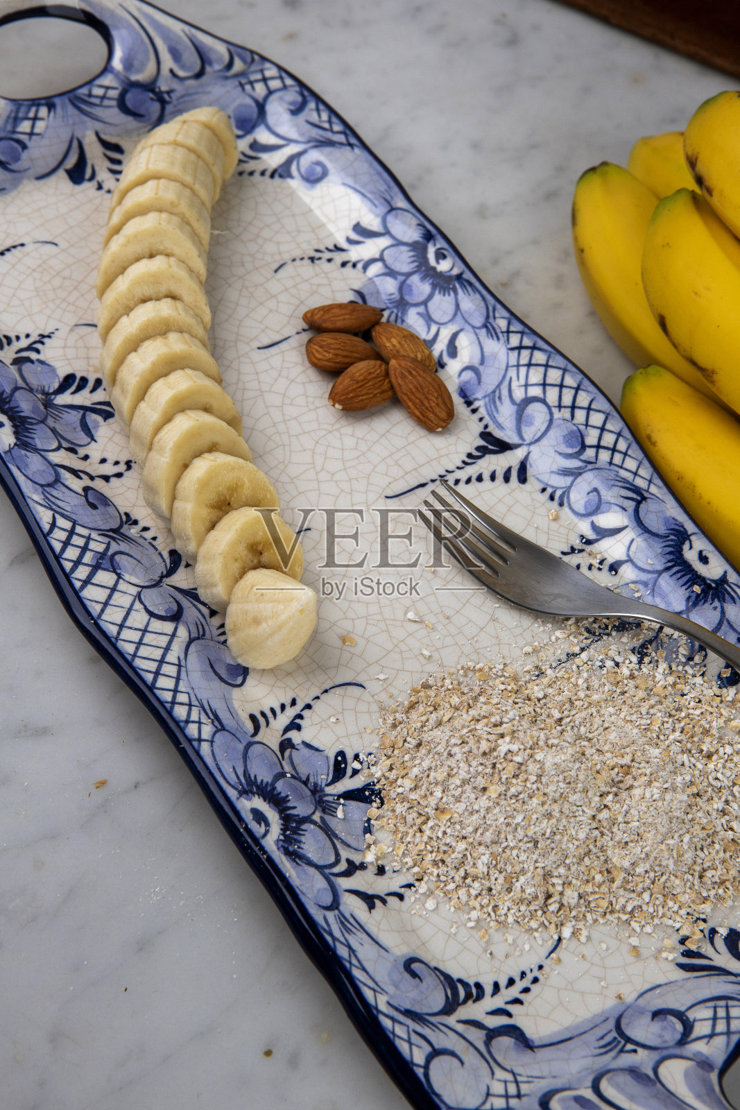 香蕉、燕麦和蜂蜜照片摄影图片