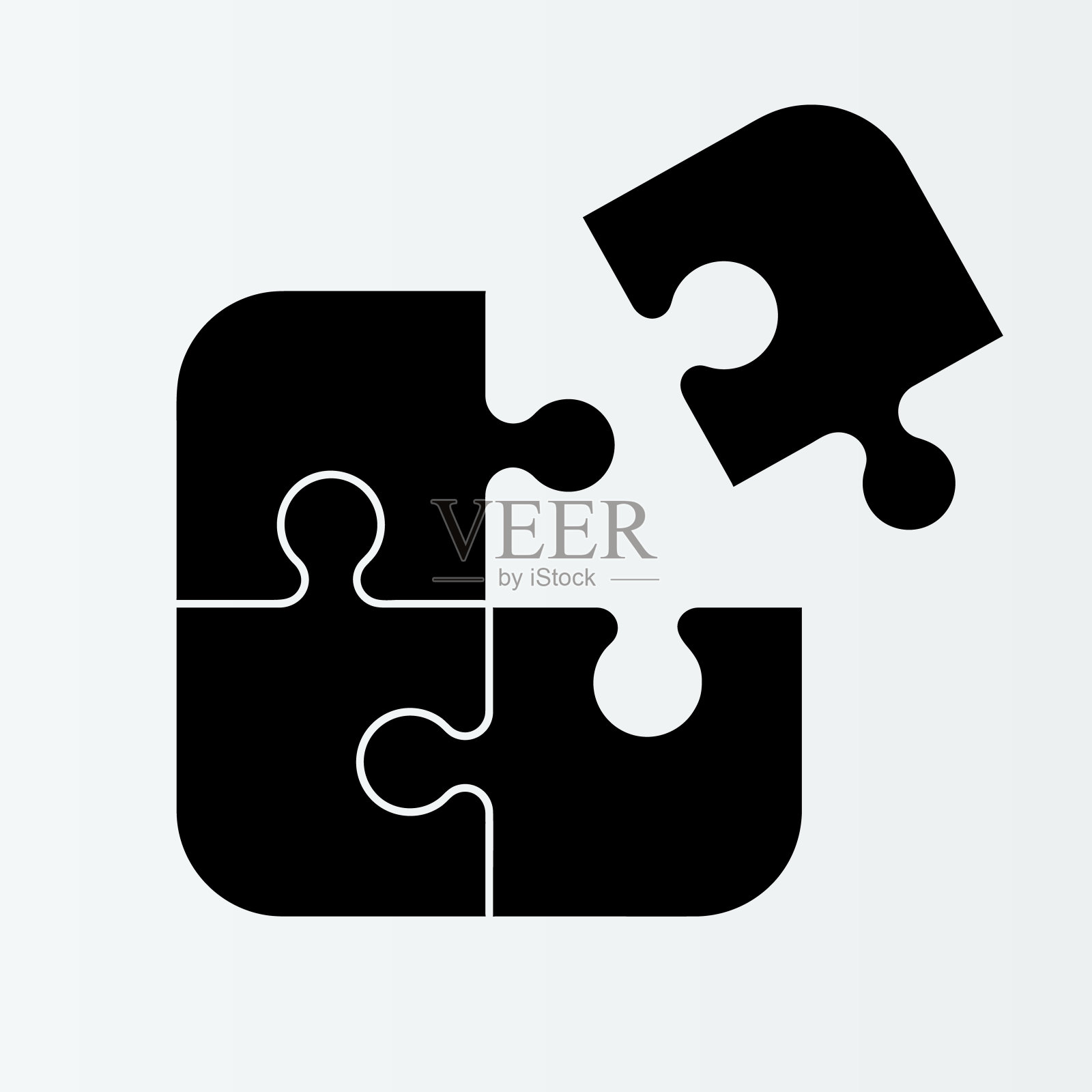 四件扁平拼图。版块比较服务横幅。插画图片素材