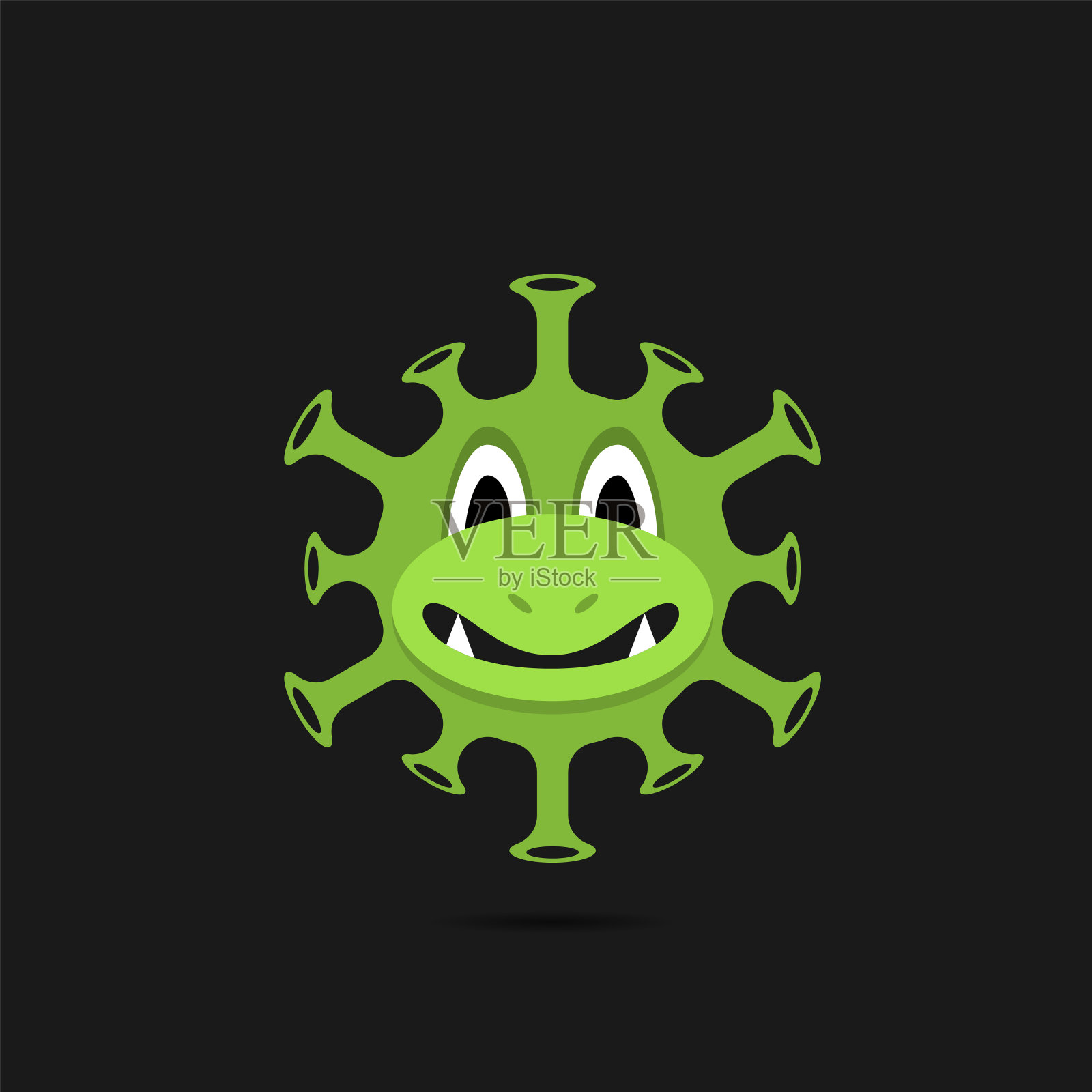 绿色冠状病毒笑脸符号插画图片素材