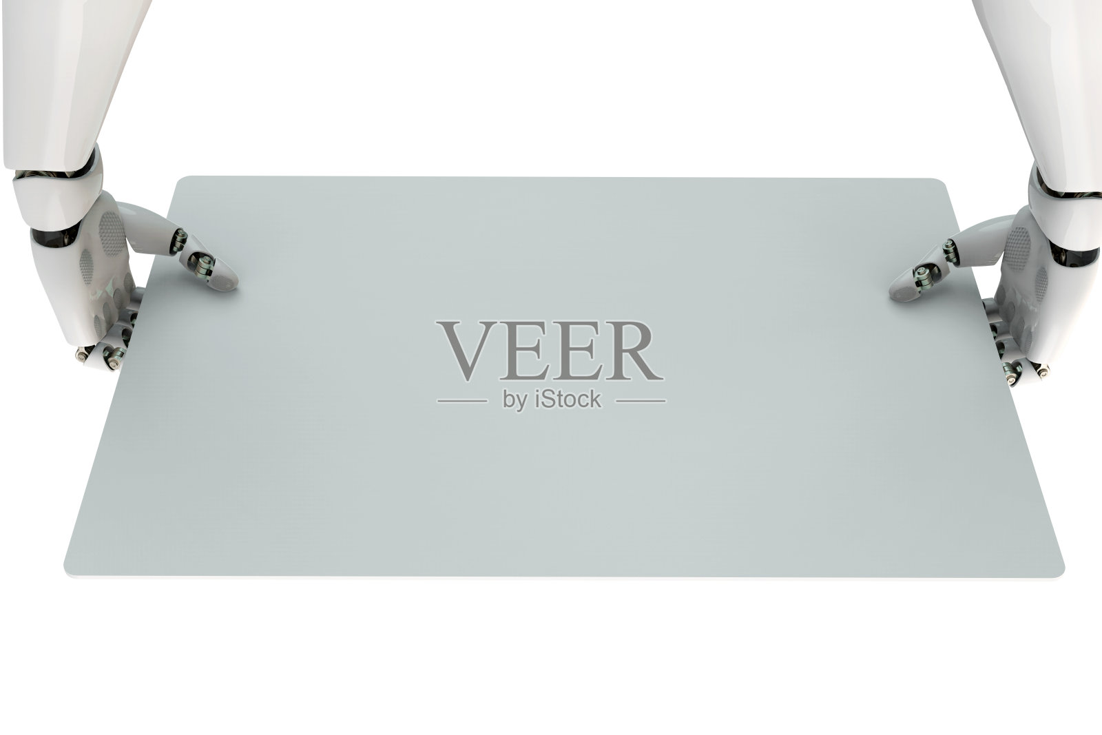 3D渲染机器人手臂持有纸模板库存照片照片摄影图片