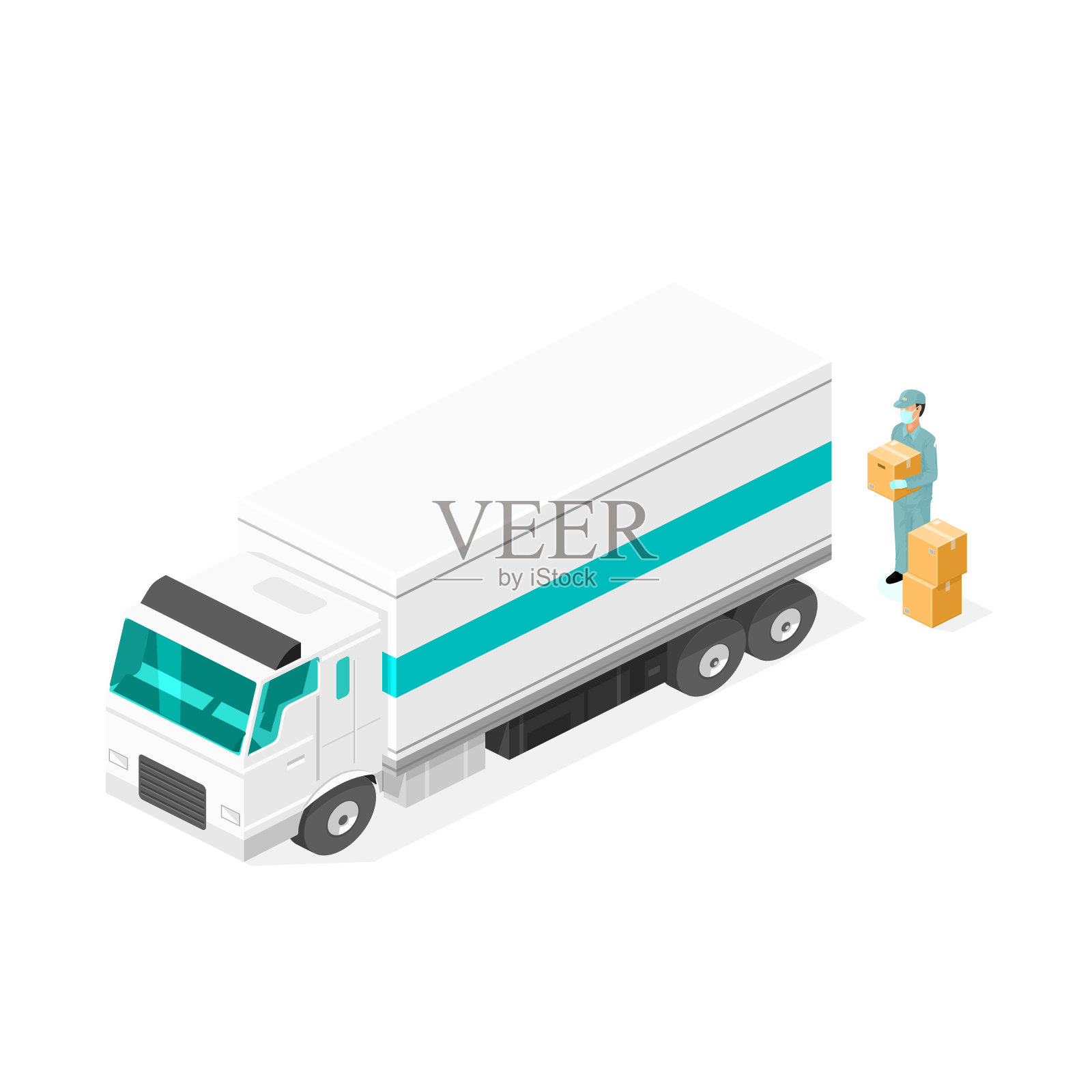 covid - 19大流行期间的配送供应链——等距矢量图插画图片素材